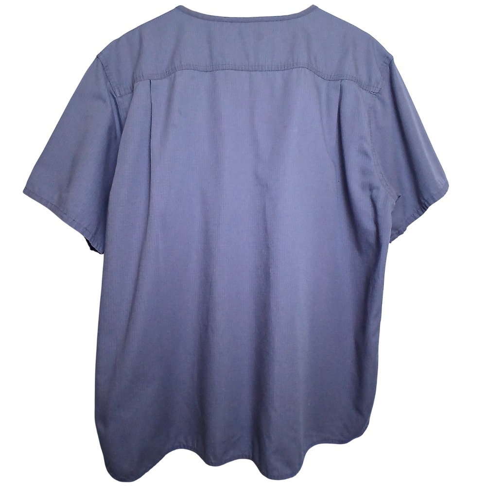 Carhartt Men Large Blue Ripstop Scrub Top V-Neck Workwear Utility Chest Pocket - Picture 2 of 8